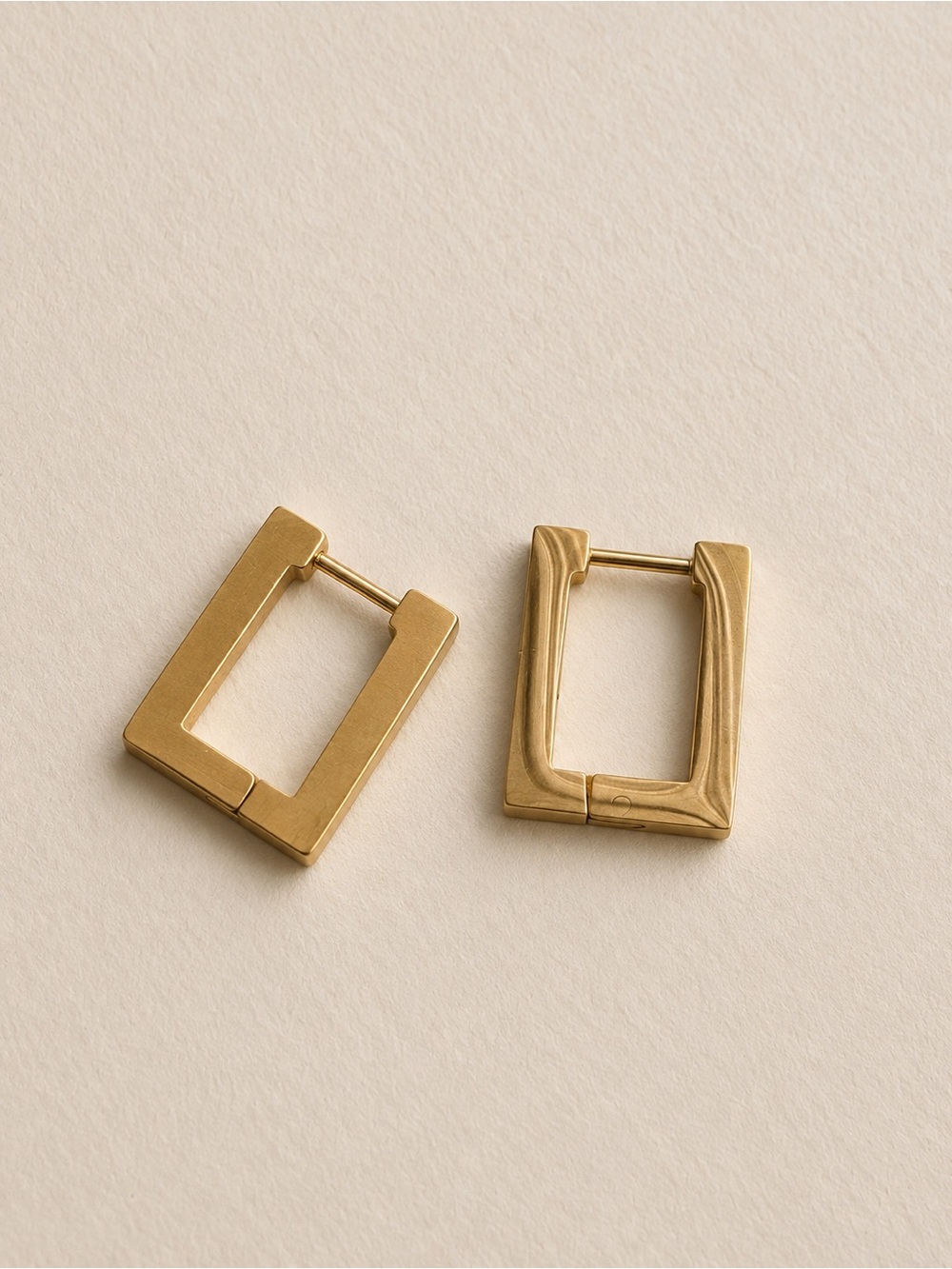 Gold Plated Rectangular Hoop Earrings - Minimal Women’s Jewelry